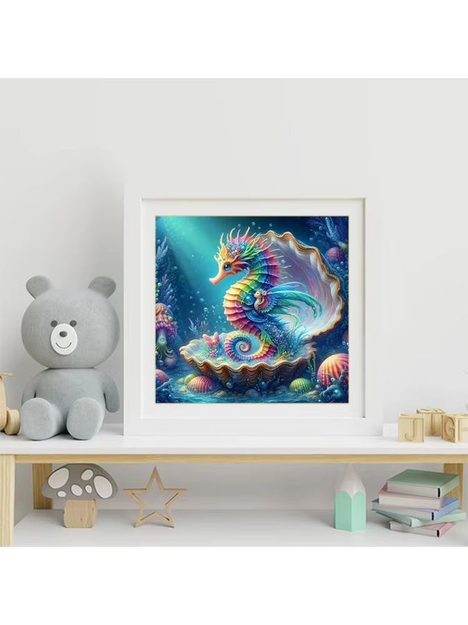 Momoart Diamantmalerei Seepferdchen und Muschel als DIY Wanddekoration in Multicolor - Bild 3