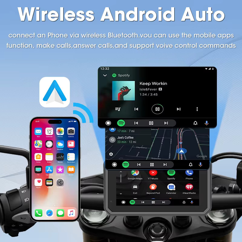 Jansite Wireless CarPlay Motorrad-Navigation mit 6,25 Zoll digitalem Dashboard, IP67 wasserdicht, Schwarz - Bild 3