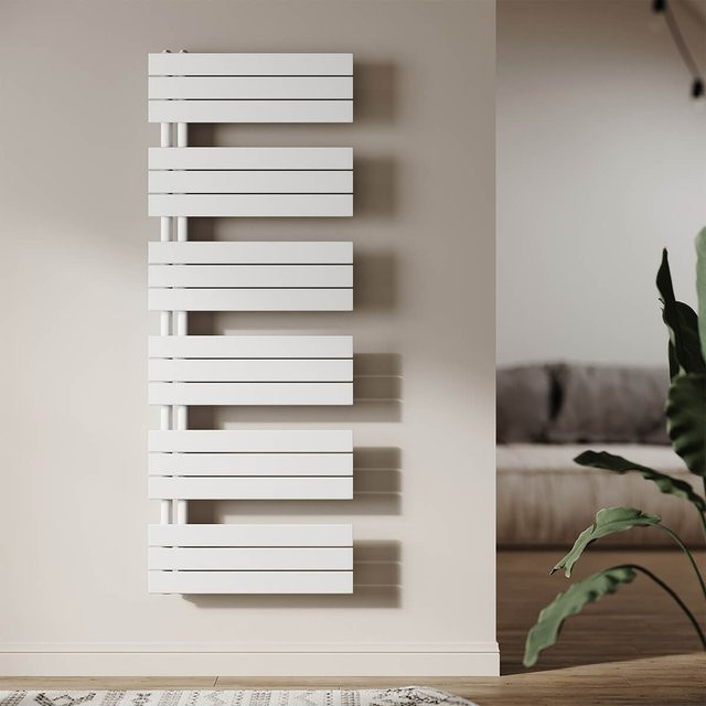 SONNI Elektrischer Badheizkörper mit Thermostat und Handtuchtrockner, Flaches Panel in Weiß - Bild 1
