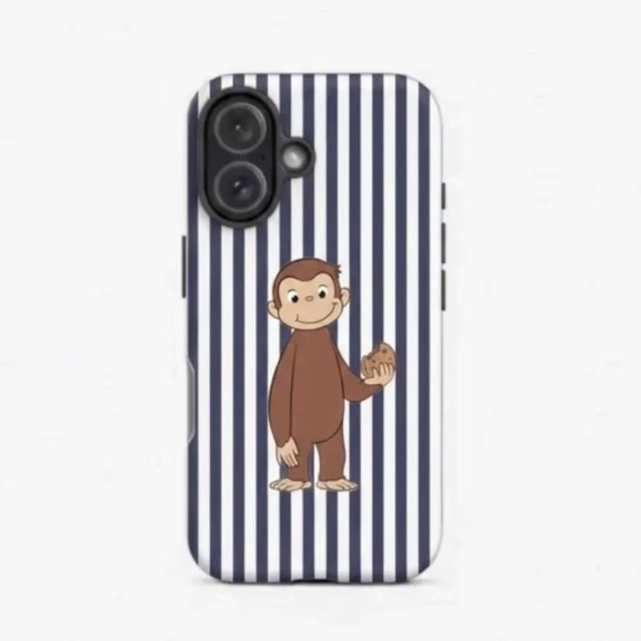 Clmj Handyhülle mit niedlichem Affen Curious George Motiv für iPhone 11 bis iPhone 17 Pro Max Plus, doppelschichtige Rückabdeckung - Bild 2