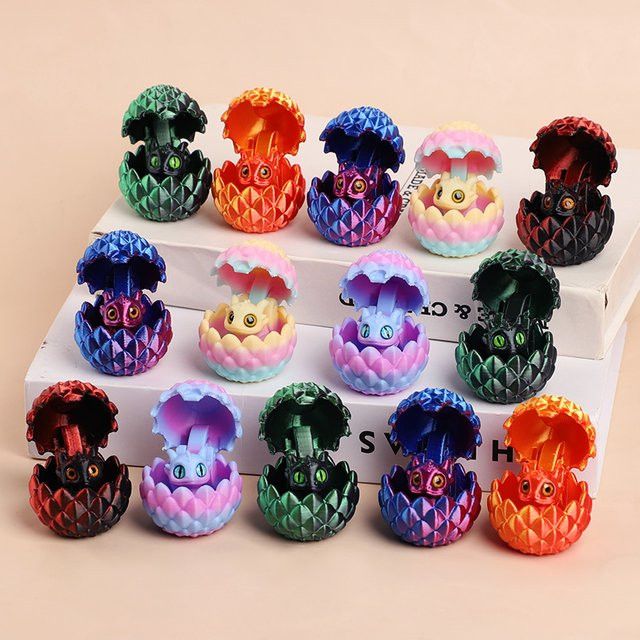 ZQNYCY 3D-Druck Drachenei mit Mini-Drachenstatue als Multicolor Ornament für Kindergeburtstage, Weihnachten und Ostern - Bild 1