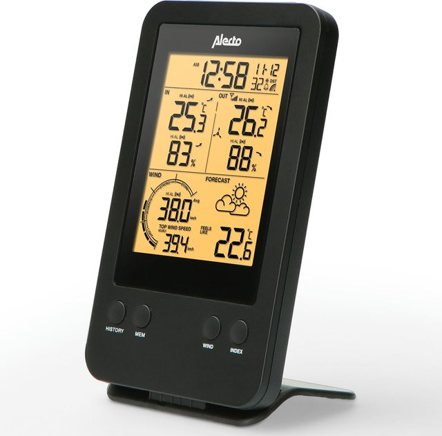 Alecto Professional Wetterstation WS-3400 mit Funksensor in Schwarz - Bild 1