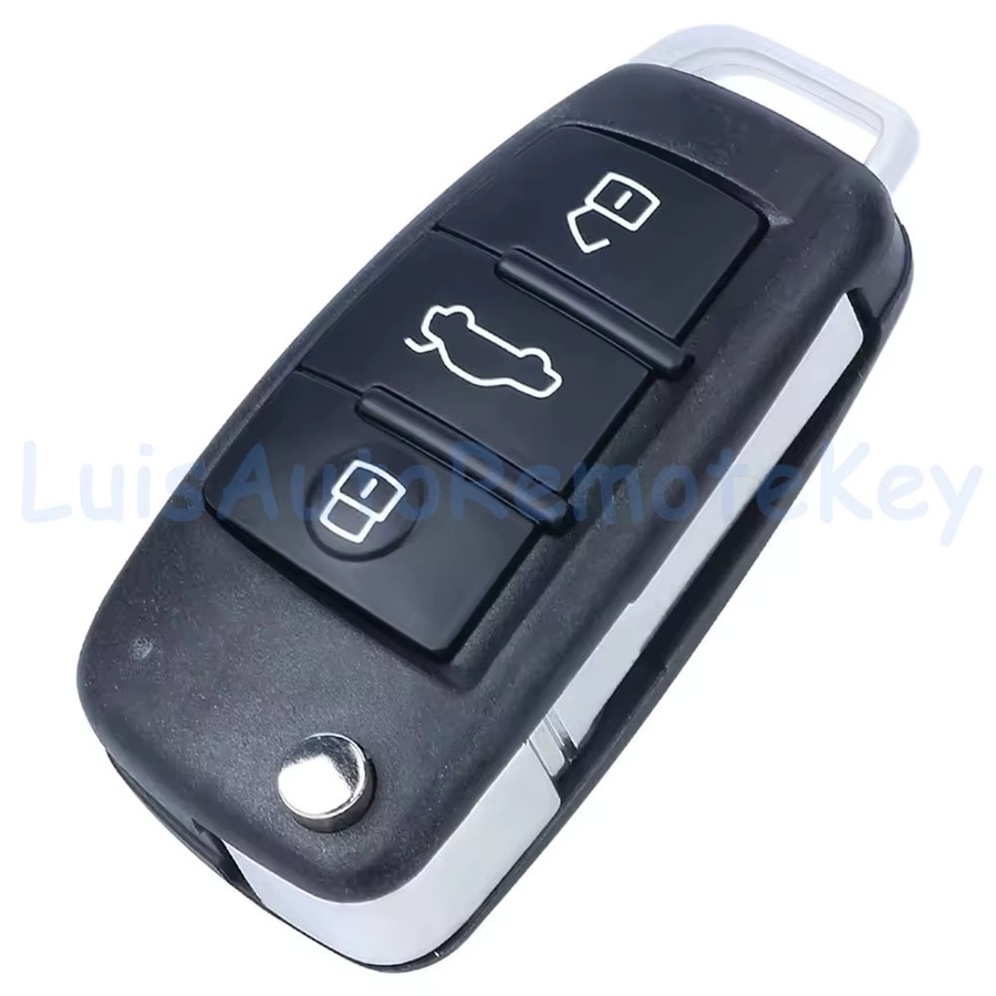 DIYKEY 3 Tasten Flip Remote Autoschlüsselanhänger mit 434 MHz ID48 Elektronischem Chip Ersatz für Audi A1 Q3 TT R8 in Schwarz P/N: 8X0 837 220D, 8X0837220D - Bild 2