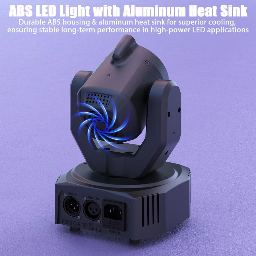 U'King Mini Moving Head RGB DMX Bühnenlicht mit Strahlmuster und Strobe Effekt in Schwarz und Multicolour - Bild 4
