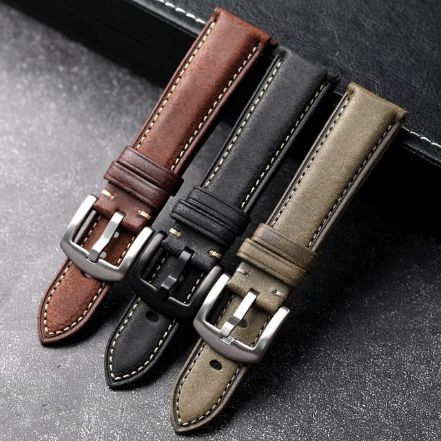 Raystray Uhrenarmband Rindsleder, Schwarz, Herren - Bild 1