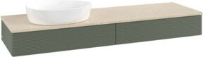 V&B BWT Unterschrank Antao mit Frontstruktur in Grau Grün lackiert B: 160 cm, T: 50 cm - Bild 1