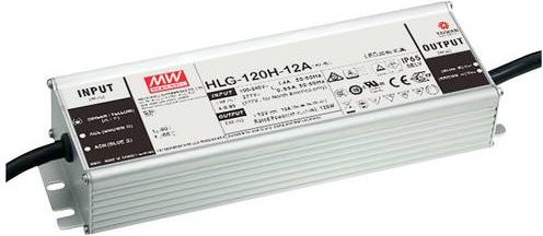 MEAN WELL HLG-120H-12 LED-Treiber, 120W 12V 10A, nicht dimmbar, Silber, IP67 - Bild 1