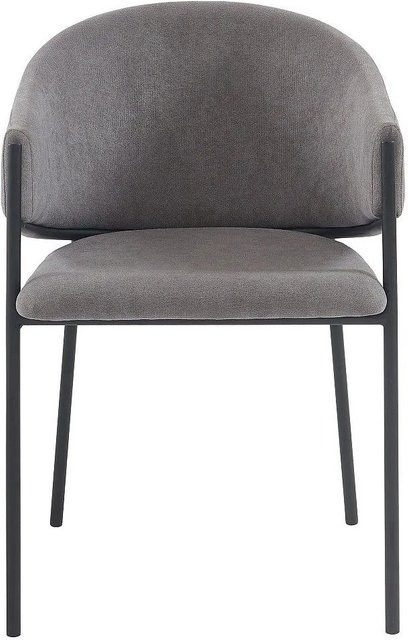 Vente-unique Stuhl Ordida in Grau mit Armlehnen aus Stoff und Metall, Höhe: 53 cm - Bild 1