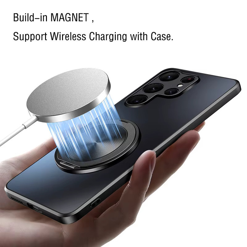AG Matte Magnethülle mit 360-Grad-Drehung Ringständer für Samsung S25 S24 S23 Ultra Plus in Purple - Bild 3