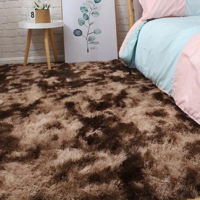 WTEMPO Plüschteppich in Kaffeebraun, moderner Webteppich für Wohnzimmer und Schlafzimmer, B x L: 120 x 160 cm - Bild 1