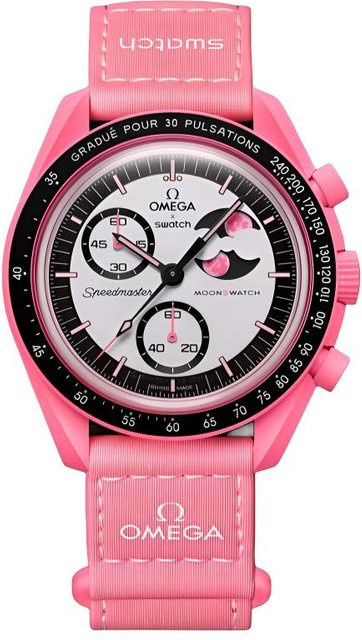Swatch x Omega Moon Mission To The Pink Moon, Analoguhr, Keramik, Weiß, Rosa, Unisex - Bild 1