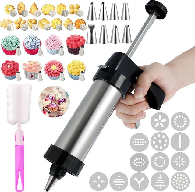 Willstar Cookie Maker Press Kit aus Edelstahl in Silber für die Keksherstellung - Bild 1