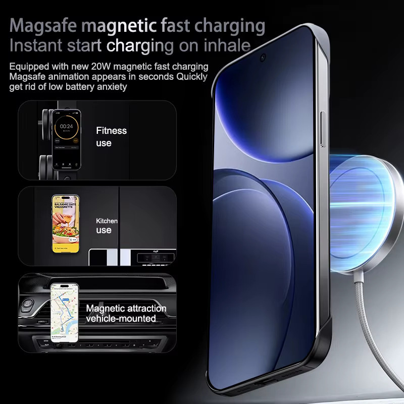 Magnetische MagSafe Handyhülle mit matter Farbverlauf-Metallic-Lackierung für OPPO Find X9, X9Pro und Reno 15Pro in Blau - Bild 5