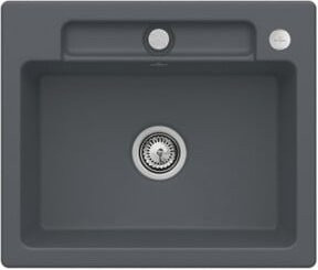 Villeroy & Boch Siluet 60 S Flat bündige Keramikspüle mit Ablagegarnitur und Excenterbetätigung in Graphite - Bild 1
