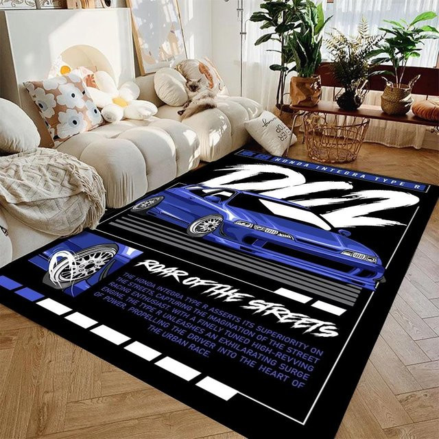 Karpetti Bodenteppich mit Rennwagen-Druck, rutschfest und waschbar, B/T: 80 x 50 cm, Mehrfarbig - Bild 1