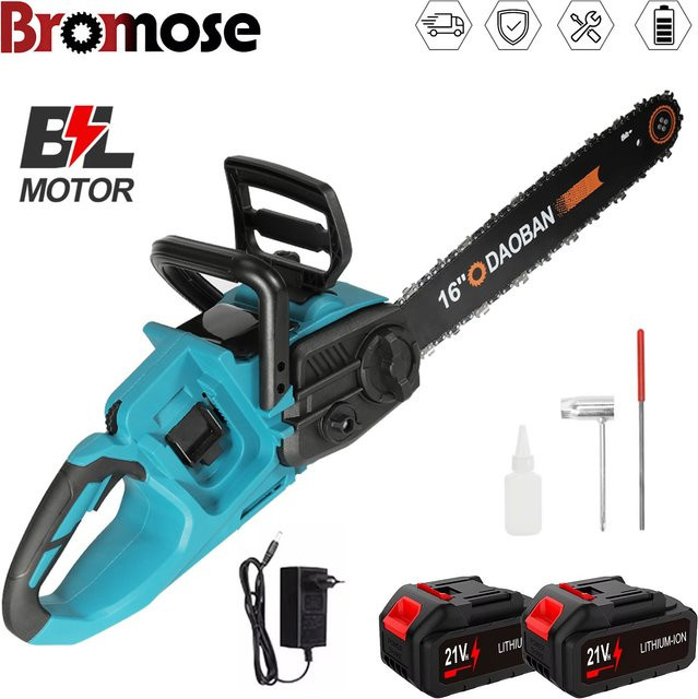 Bromose bürstenlose elektrische Kettensäge 16 Zoll für Makita LXT Akku, Blau - Bild 1