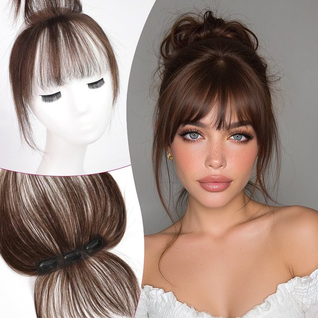HAIRCUBE Pony-Haarteil aus Remy-Echthaar, Braun, Damen, 11,4 cm - Bild 1