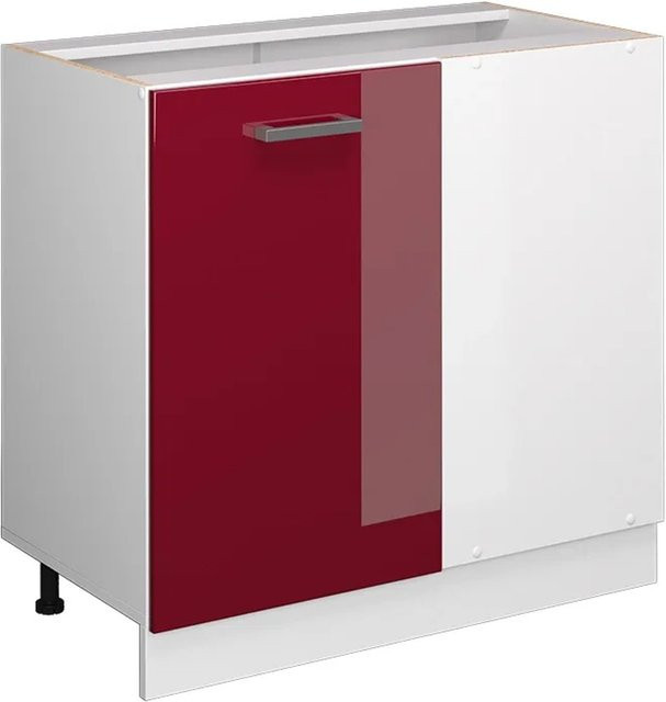 Vicco Eckunterschrank R-Line Küchenschrank in Weiß und Bordeaux Hochglanz, Breite: 86 cm - Bild 2