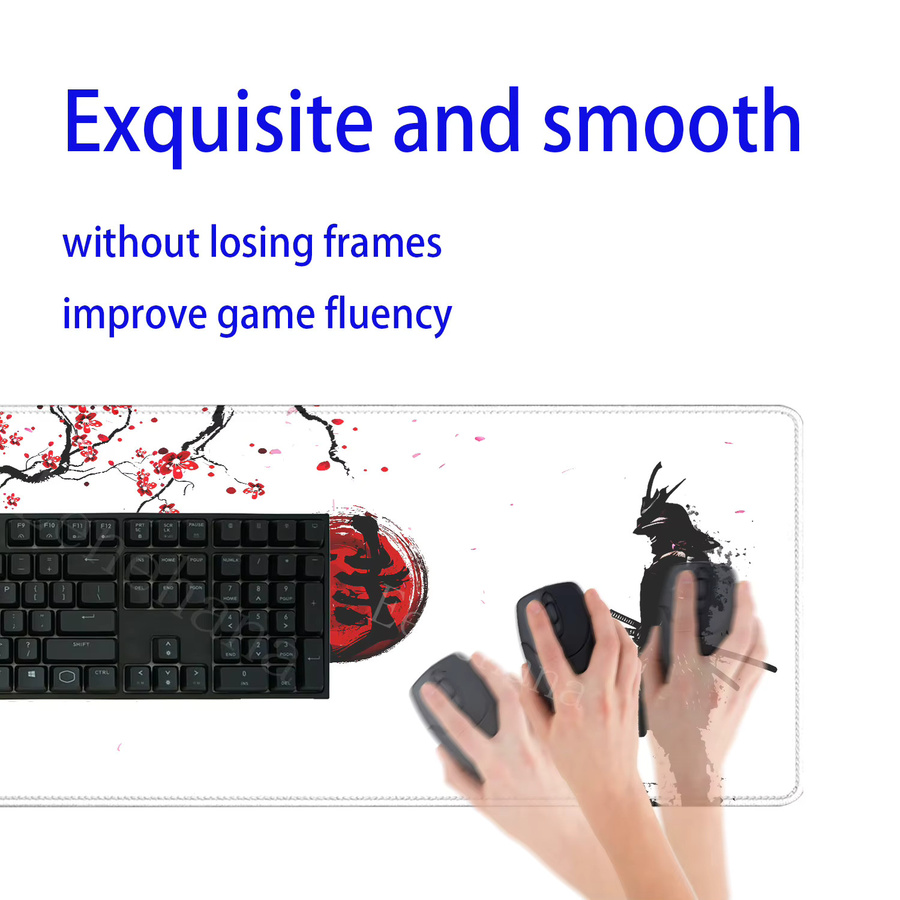 Eenehana Samurai Warrior Mauspad in Schwarz und Weiß für Gamer und Computer-Zubehör - Bild 4