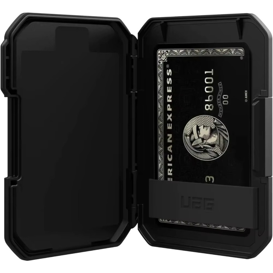 DUZON Armor Hartmagnet-Geldbörse für iPhone 17 und iPhone 16 Pro Max in Schwarz mit abnehmbarem Kartenhalter und verstellbarem Metallständer - Bild 3