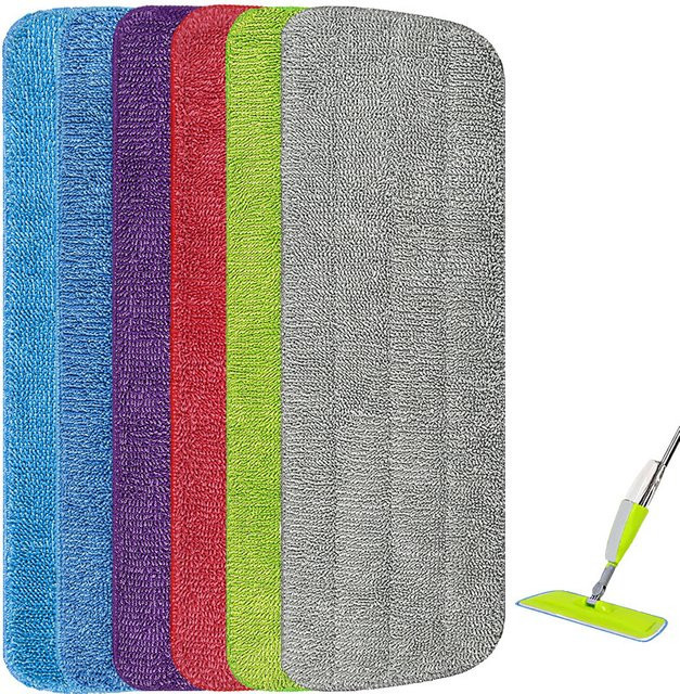 Untior Waschbare Mikrofaser Mop-Ersatzpads für Nass- und Trockenreinigung, Grün und Mehrfarbig - Bild 1