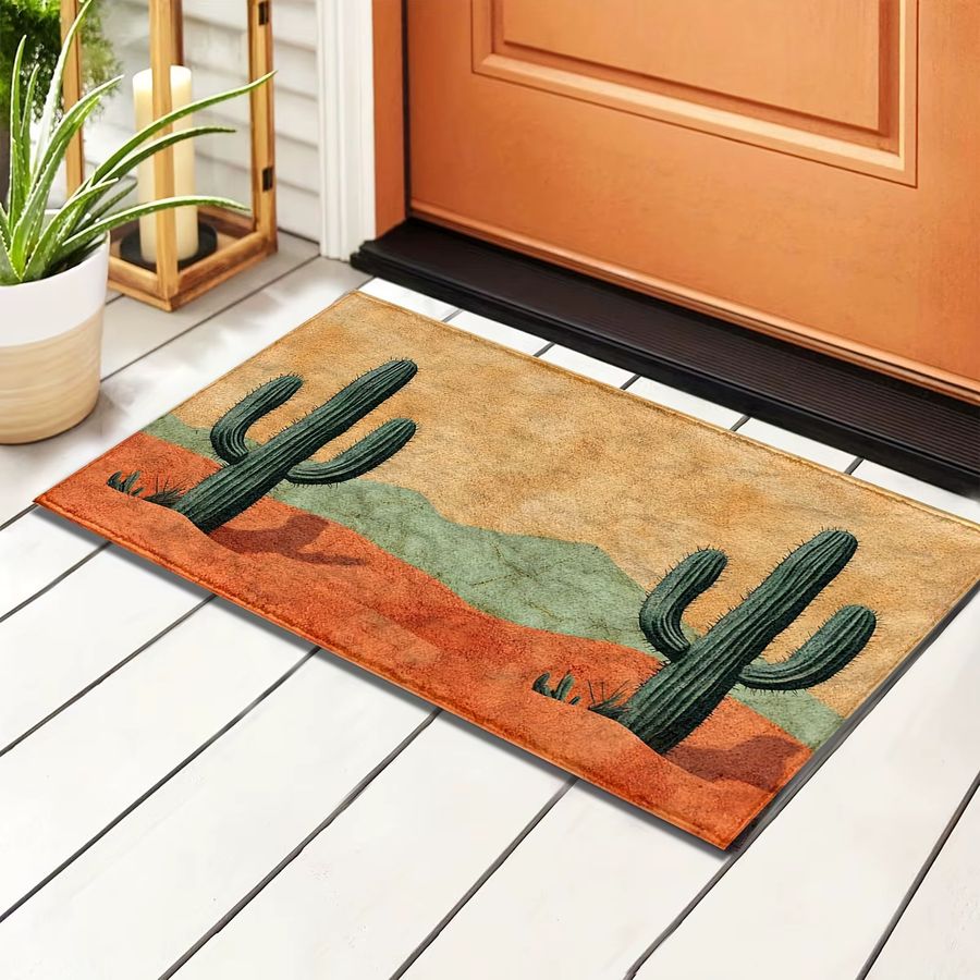 VIKAMA Teppich Orange Desert Cactus als Fußmatte oder Wohnzimmerteppich für dein Zuhause - Bild 6