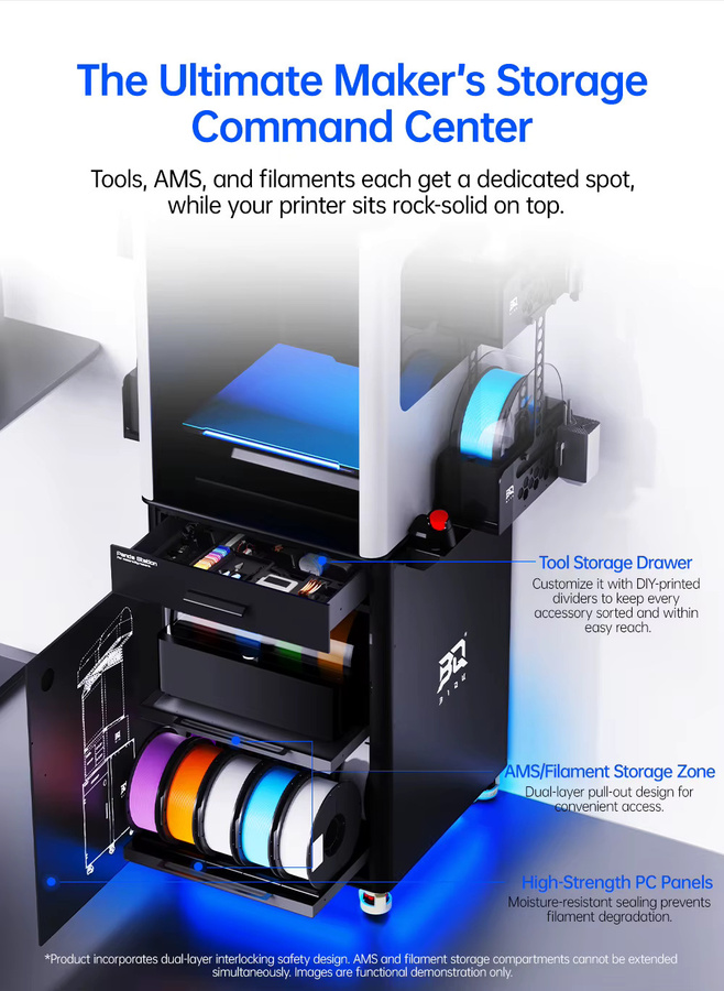 BIQU Bambu Space Expansion PANDA-VERSE Abfallsammlung und Filament-Aufbewahrung für Bambu Lab X1E X1C P1P P1S AMS in Schwarz - Bild 5