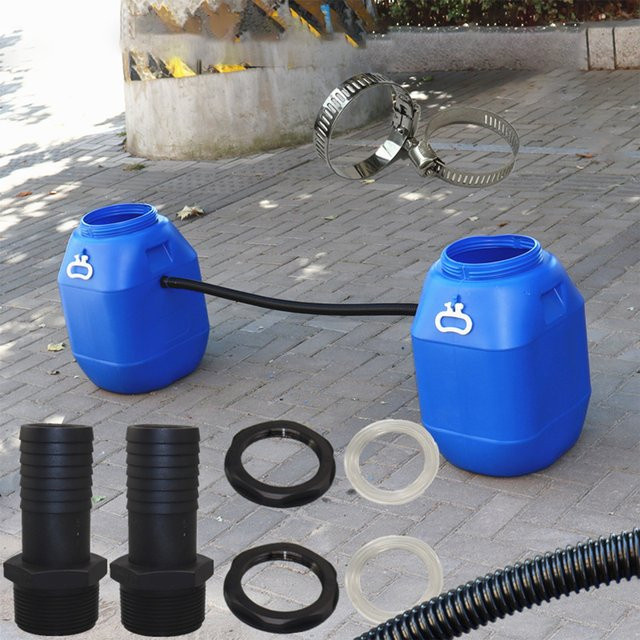 Adhere To Fly Regenwasser Umsteller Kit mit 2 Schlauch Düsen und Rohr Verlängerung, 9-teiliges Set in Schwarz und Blau - Bild 1