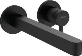 Hansgrohe Finoris UP-Waschtisch-Einhebelmischer Wandmontage in Mattschwarz mit Pop-up-Abfluss, Ausladung: 22,8 cm - Bild 1