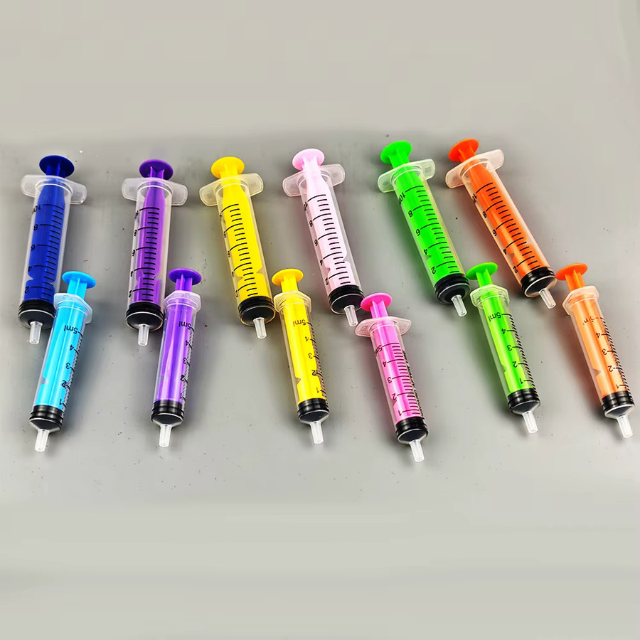 6/5 Stück farbige Spritzen 5ml für Flüssigkeitsdosierung und Klebstoff in Gelb, Blau, Lila, Grün und Orange - Bild 3