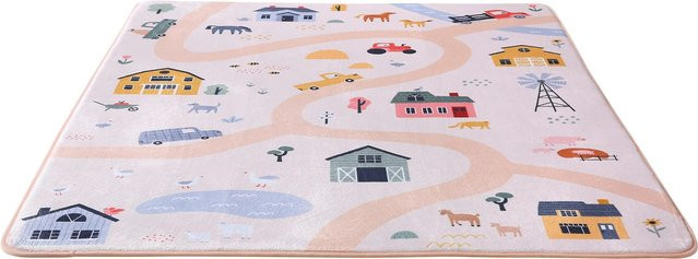 Hakuna Matte Kinderteppich mit Memory-Schaum, beige/mehrfarbig, B/T: 120 x 160 cm - Bild 1