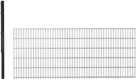 hadra Doppelstabmattenzaun Erweiterungs-Set in Anthrazit und Schwarz, 2,5 m Länge, inkl. Pfosten, Stahl pulverbeschichtet - Bild 1