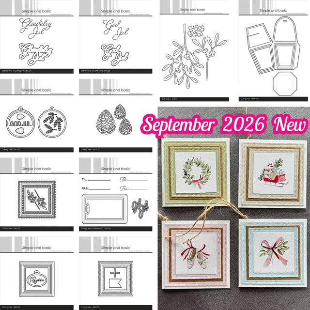 Stanzformen-Set aus Metall in Silber mit Tannenzapfen, Mistelzweig und Blattrahmen für Scrapbooking und Grußkarten - Bild 1