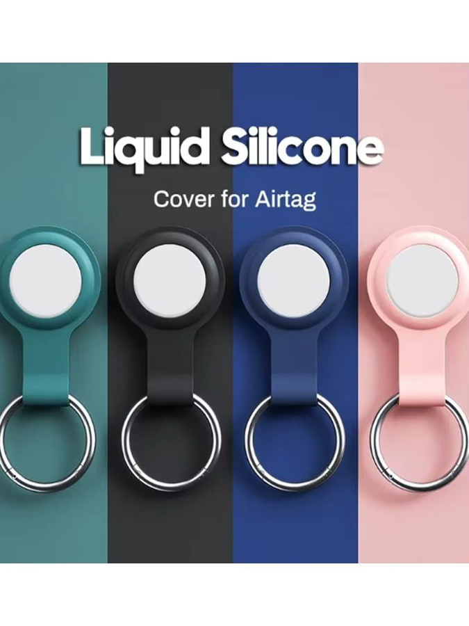 Apple AirTag Schutzhülle aus Flüssigsilikon in Grün mit Schlüsselanhänger - Bild 7