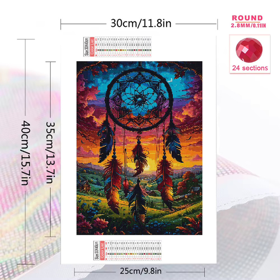 EverShine Diamant-Stickerei Traumfänger Wolken Motiv in Multicolour mit runden Strasssteinen für deine Heimdekoration B/H: 30 x 20 cm - Bild 2