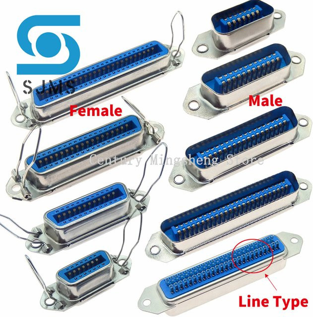 Centronics Stecker Serie 57 Männlich und Weiblich CN 14P 24P 36P 50P 180 Grad Gerade Pin Lötend Blau - Bild 1