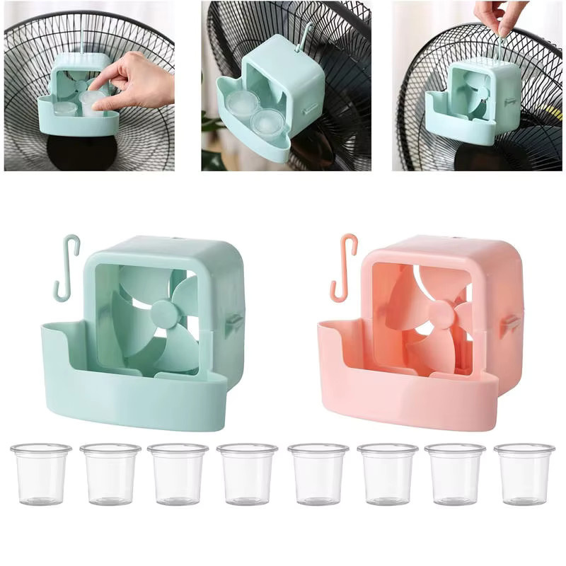 EH-LIFE Tragbares Hängeventilator-Nebelkühler-Set in Pink mit 4 wiederverwendbaren Bechern und Eisbehälter-Aufsatz zur schnellen Kühlung - Bild 2