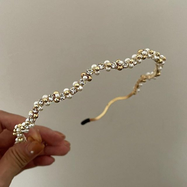 Stirnband, Perlen, Zirkon, Gold, Damen - Bild 1