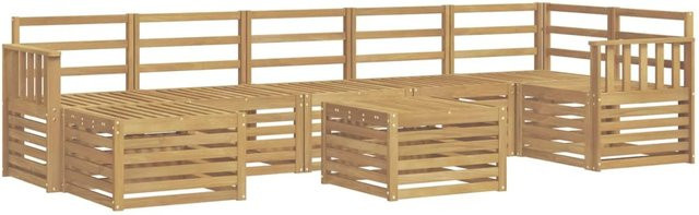 vidaXL Outdoor-Sofagarnitur 8-teilig aus Akazienholz in Weiß mit L-Form und Latten-Design, B/T/H: 59 x 59 x 37 cm - Bild 1