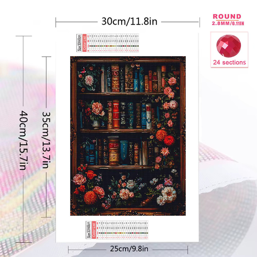 EverShine 5D-Diamantgemälde Landschaft und Blumen als Mosaik-Strass-Stickerei in Mehrfarbig, B/B/H: 30,0 x 30,0 x 2,0 cm - Bild 2