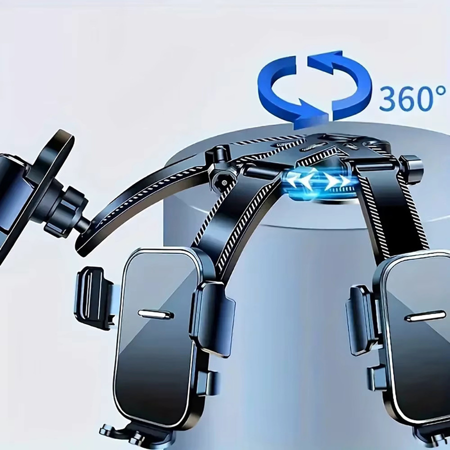 Universelle Auto-Handyhalterung für das Armaturenbrett in Schwarz mit 360 Grad Drehung, Schwerkraft-Mechanismus und Verlängerungsstange zur GPS-Unterstützung - Bild 2