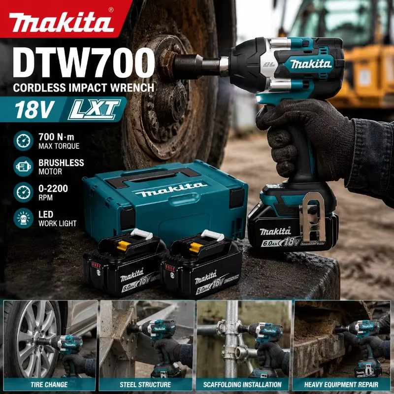 Makita DTW700 18V Bürstenloser Schlagschrauber mit Lithium-Ionen-Akku, 1000Nm, Variable Geschwindigkeit und Auto-Stopp - Bild 7