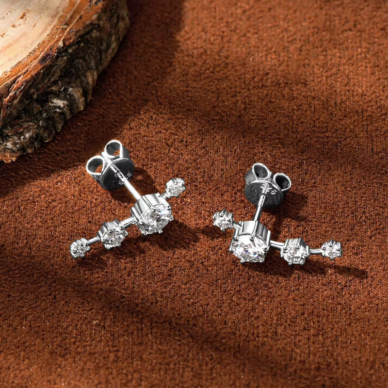 IOGOU Ohrringe Stud Climber, 925 Silber, Moissanit, Damen - Bild 3