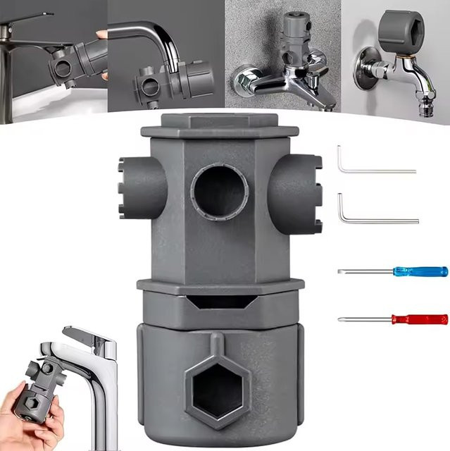 PINTUDY 16-in-1 Wasserhahn-Reparaturschlüssel-Set für Küche und Bad in Grau - Bild 1