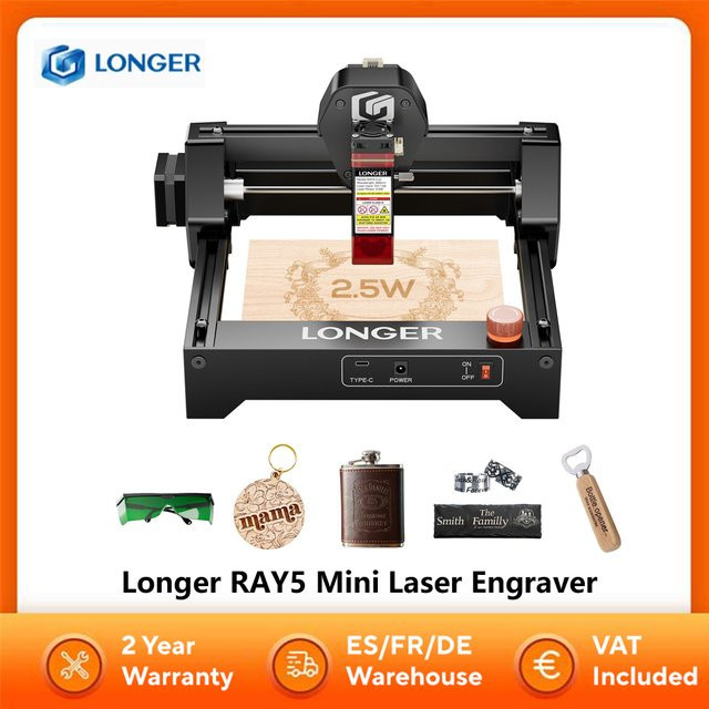 LANGER RAY5 Mini Lasergravierer mit Touchscreen und Wi-Fi sowie USB-Anschluss, Schwarz, Arbeitsbereich: 13 x 14 cm - Bild 1