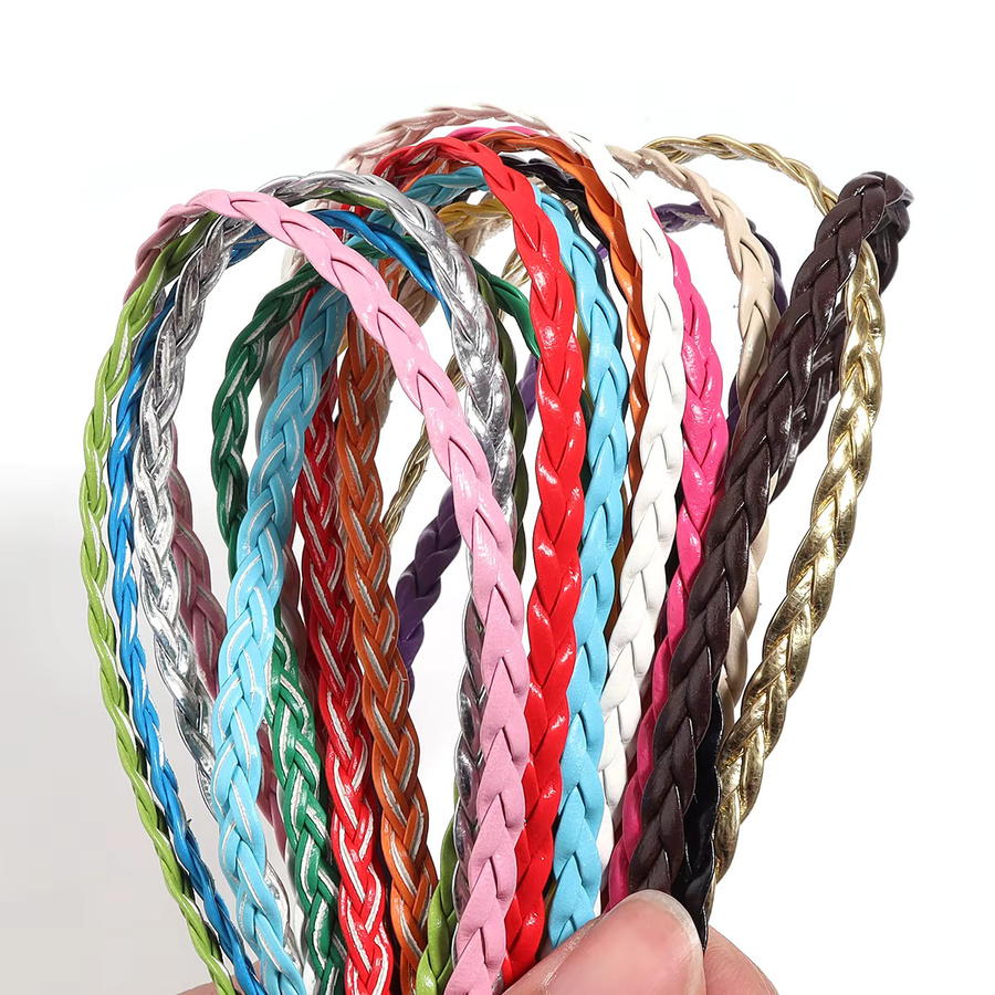 louleur PU-Lederband, geflochten, 5mm, bunte flache Schnur, Unisex - Bild 3