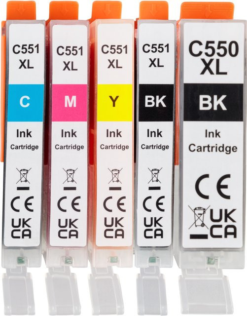 CRELANDO Druckerpatronen Set für Canon, Epson und HP, kompatibel mit 550/551XL, Farben: Schwarz, Cyan, Magenta und Gelb (Multicolor) - Bild 1