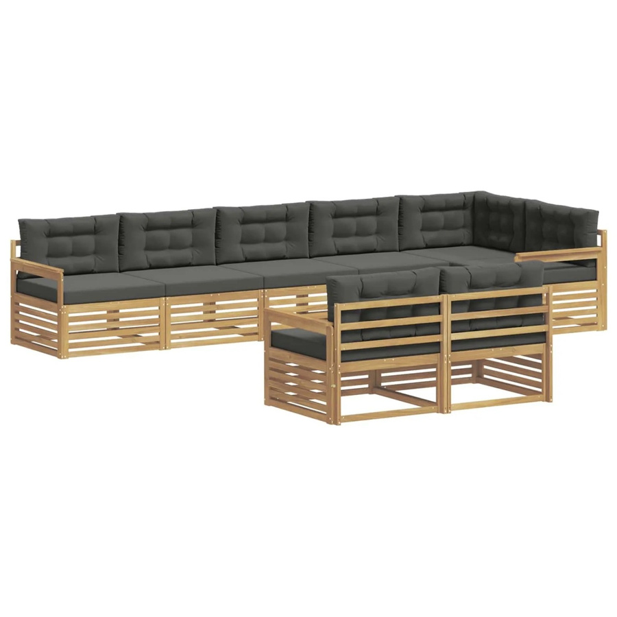 vidaXL 8-teilige Outdoor-Sofagarnitur aus Akazienholz mit Polstern in Anthrazit und Weiß - Bild 2