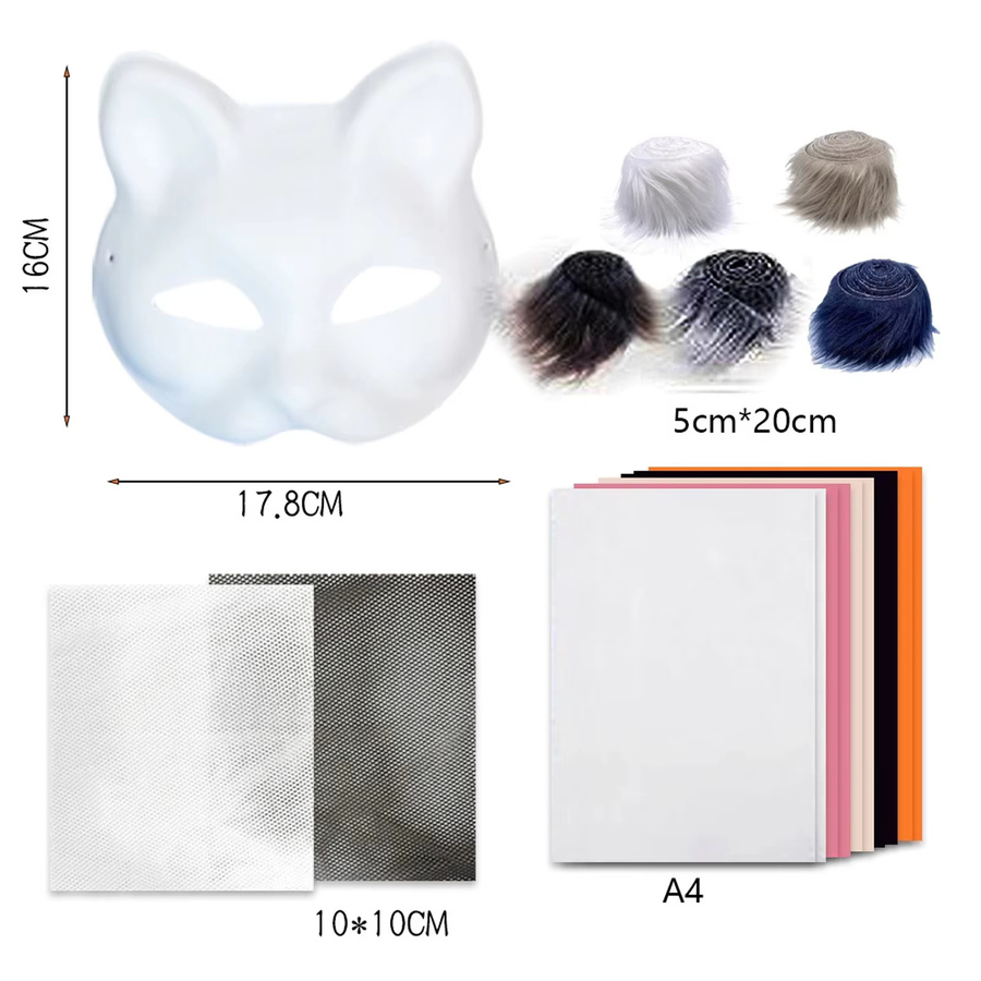 Svintora Weiße Katzenmasken, halbe Tiermasken zum Selbstgestalten, Filz - Bild 2