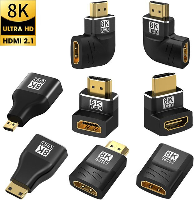 FDBOY HDMI Adapter Mini/Micro HDMI auf HDMI Konverter in Schwarz für 8K 60Hz und 4K 120Hz/144Hz zur Verbindung von Laptop, HDTV und PS4/3 - Bild 1